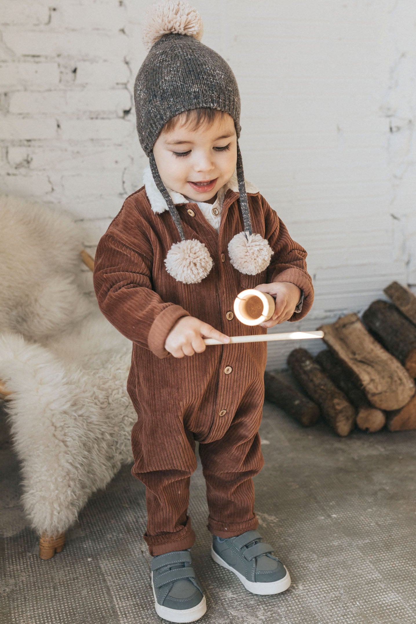 Indiana Corduroy Sherpa Collar Romper for Women - Cozy Winter Jumpsuit with Fleece Lining for Casual Outings & Holiday Outfits