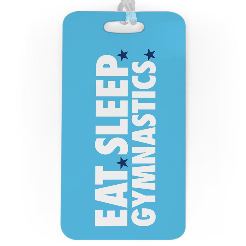 Custom Gymnastics Luggage Tag - Eat Sleep Gymnastics Design with Personal Info Space - Large Size for Easy Identification - Perfect for Gymnast Bags, Suitcases & Travel Gear - Carolina Blue