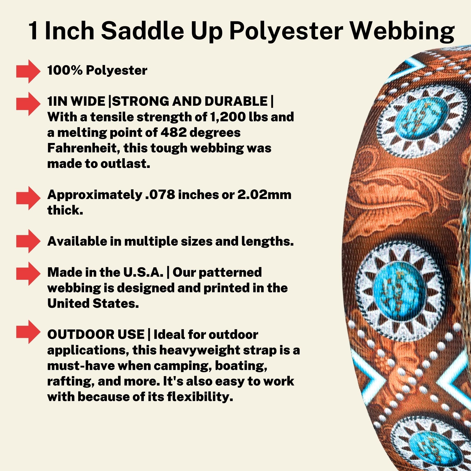 Country Brook Design - Saddle Up Polyester Webbing Dog Collar - Durable Nylon Pet Collar for Medium & Large Dogs - Perfect for Training, Hiking & Outdoor Adventures