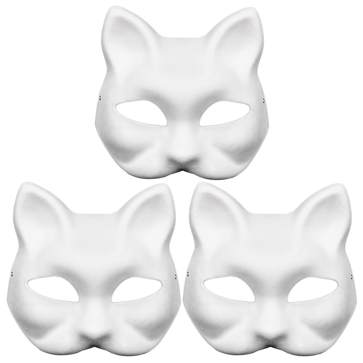 DIY Unpainted Cat Masquerade Mask - Blank Paper Mache Craft Mask for Painting - Perfect for Halloween Costumes, Cosplay, and Themed Parties