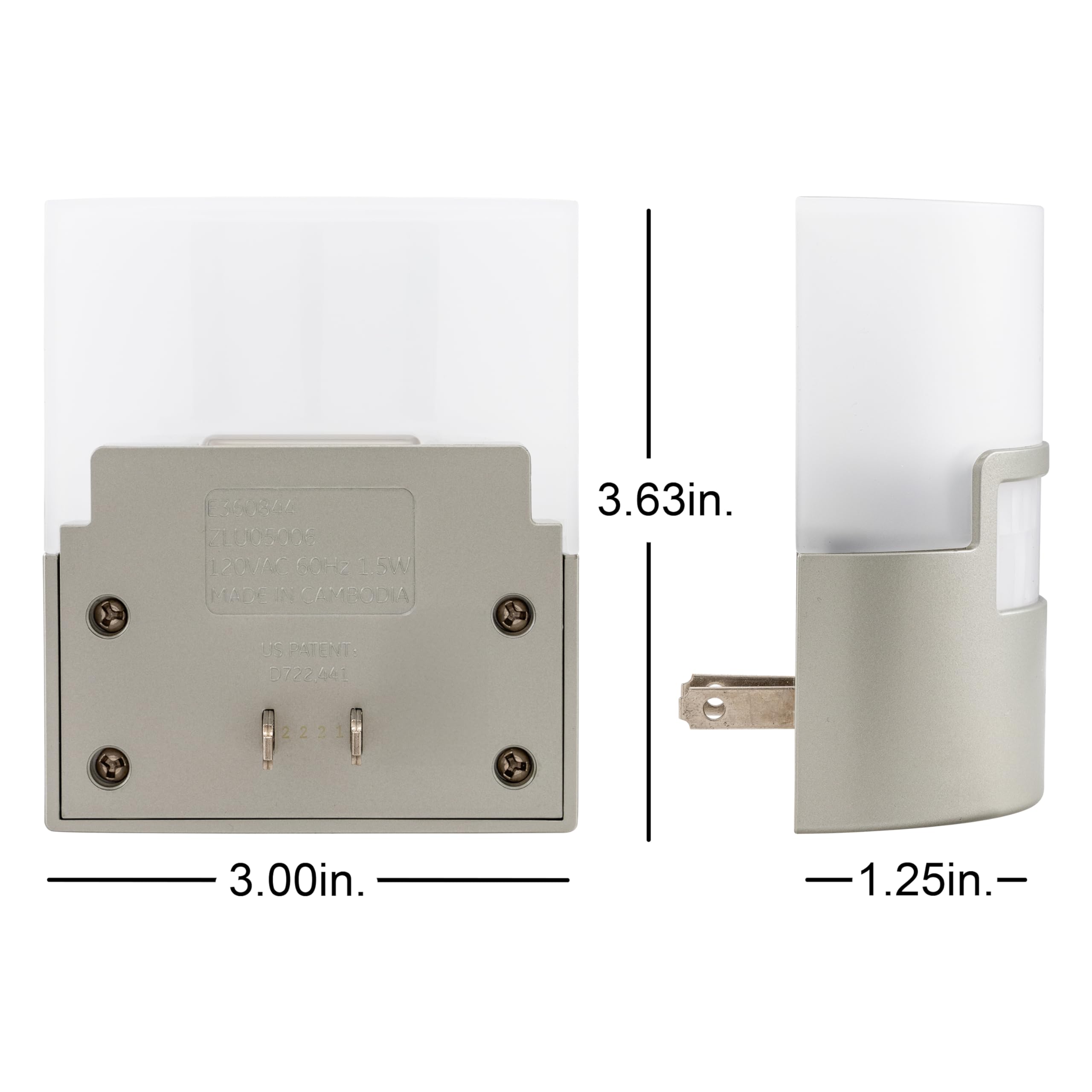 GE LED Motion Sensor Night Light Plug-in Wall, 40 Lumens Soft White, UL-Certified Energy Efficient Nightlight - 2 Pack (Silver) | Perfect for Bedroom, Bathroom, Kitchen, Hallway & Nursery Safety Lighting