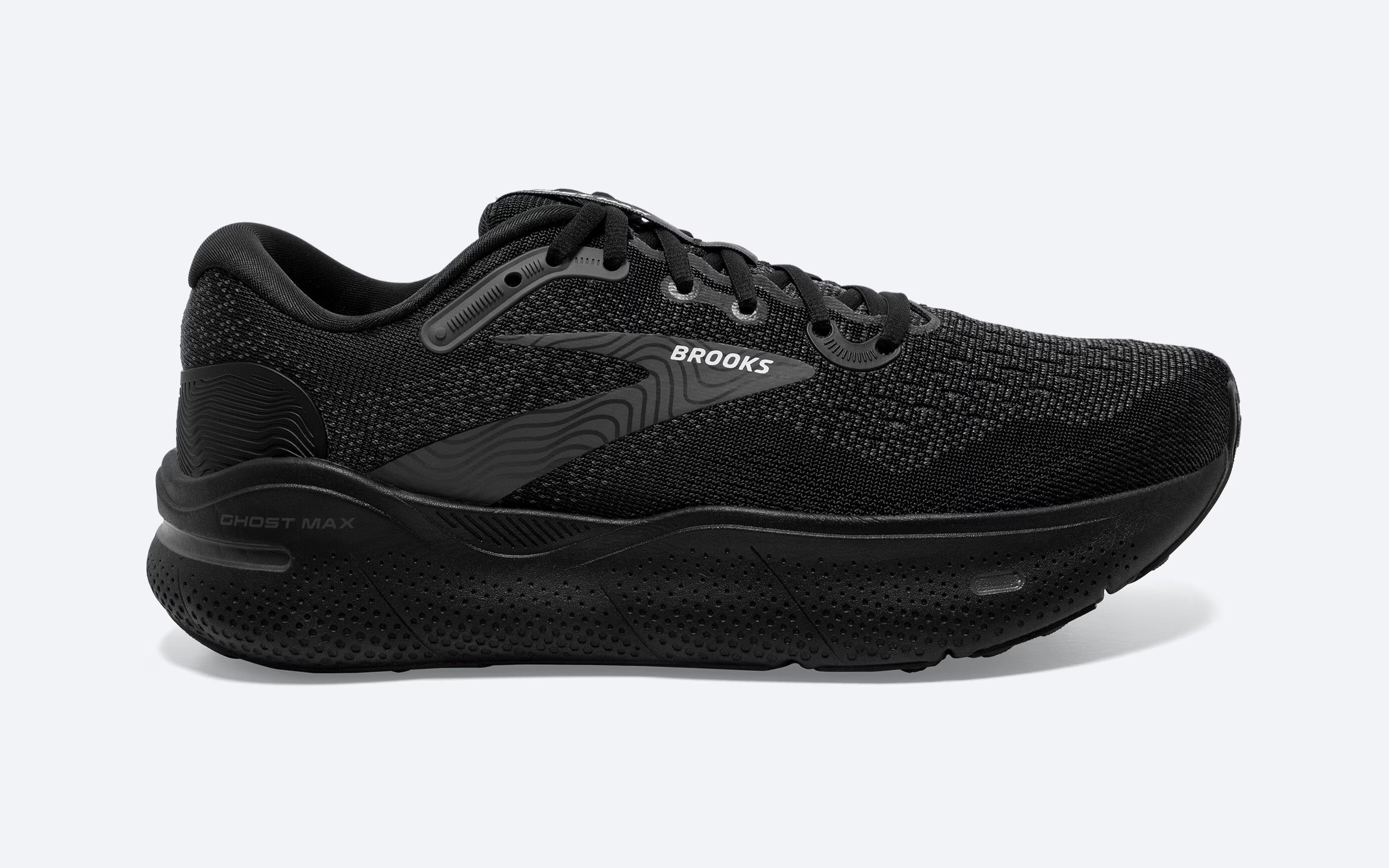 Brooks Men's Ghost Max Running Shoes - Black/Black/Ebony (2E020) - Cushioned Support for Long Distance Running & Daily Training