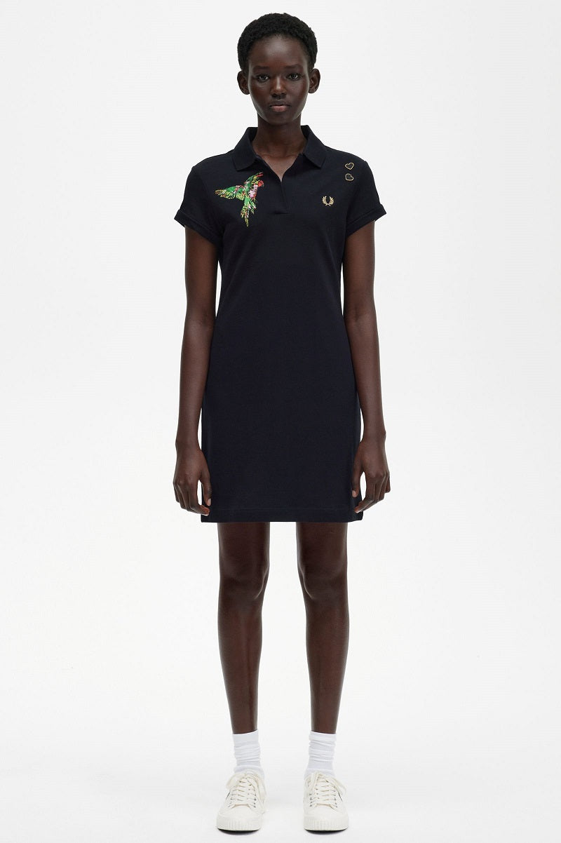 Embroidered Pique Dress bird