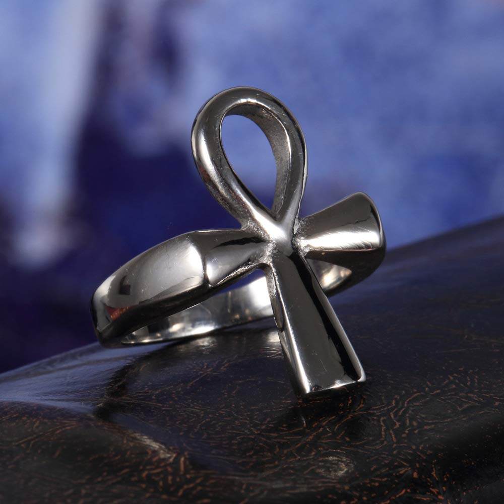 Ankh Cross Rings for Men & Women - Coptic Egyptian Key of Life Wedding Band, Promise Ring - Sizes 7-13 - Perfect for Spiritual Gifts, Couple Jewelry & Unique Wedding Accessories