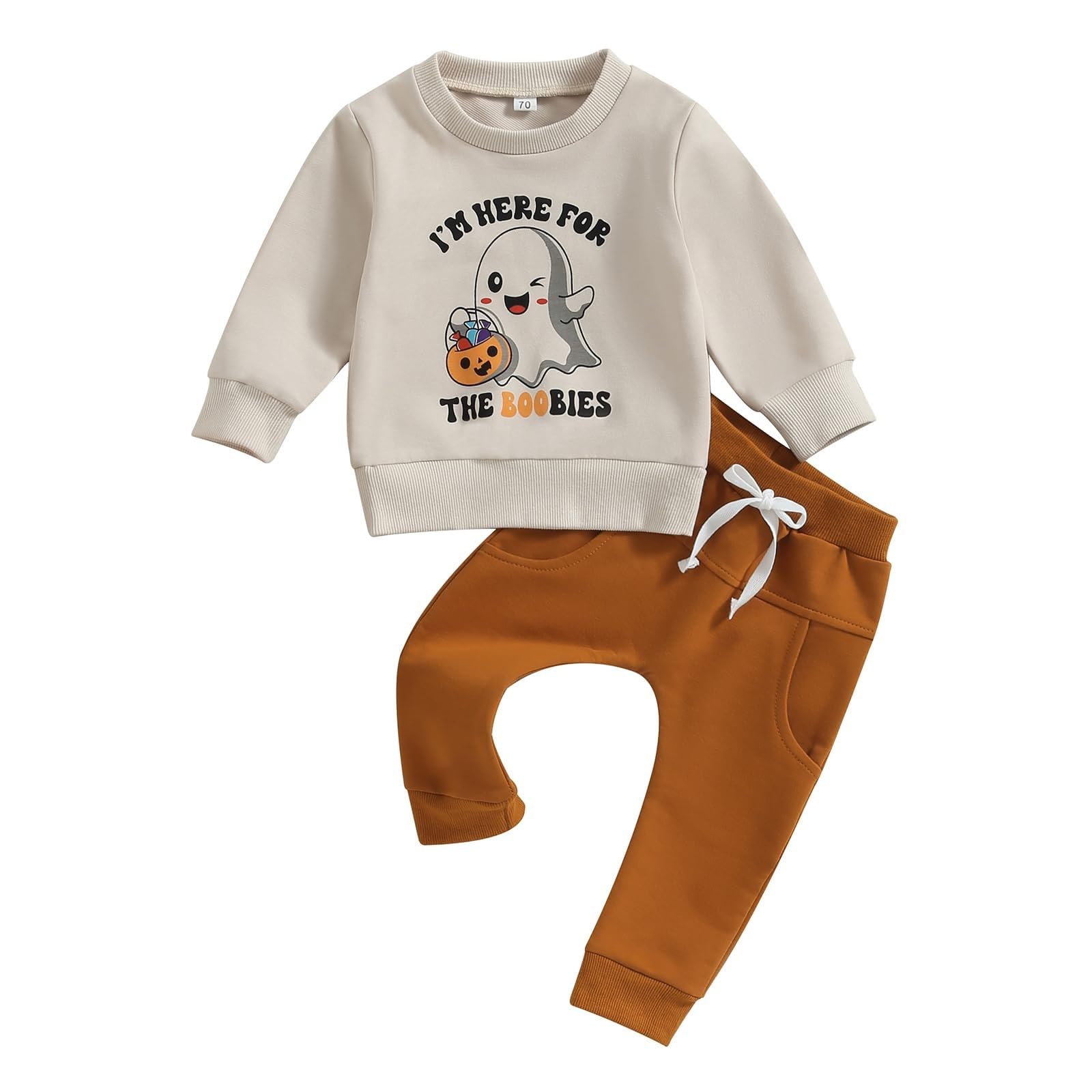 **Boys' Halloween Pants Set - Pumpkin Print Sweatshirt & Pants, Fall Costume Outfit for Kids | Perfect for Trick-or-Treating & Halloween Parties**