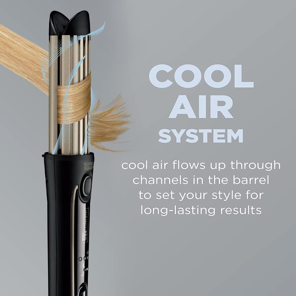 InfinitiPRO Conair CD2112C Cool Air Styler for Cascading Waves - Black Hair Styling Brush for Smooth, Shiny Hair - Perfect for Home Use & Travel Styling
