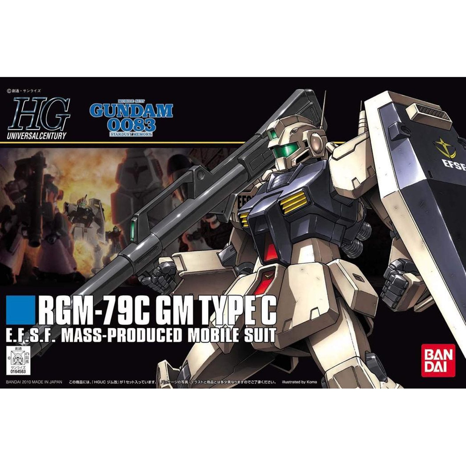 Bandai HG 1/144 Gundam 0083 RGM-79C GM Type C Model Kit - High Grade Plastic Model for Anime Fans & Collectors - Perfect for Display, Gundam Battles & DIY Projects
