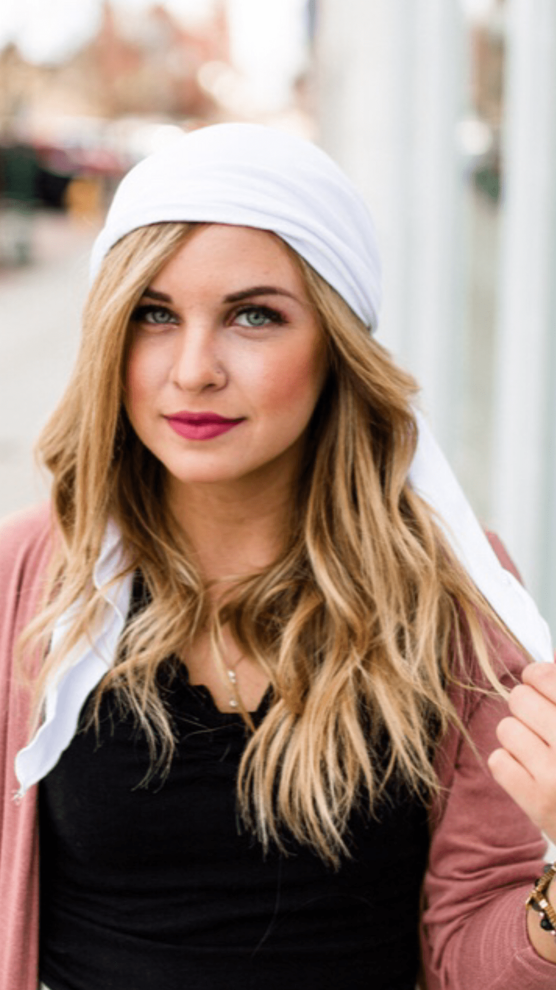 White Lycra Pre-Tied Head Wrap Scarf - Tichel Hijab for Women with Long or Short Hair | Made in USA | Perfect for Work, Church & Everyday Wear | Uptown Girl Headwear