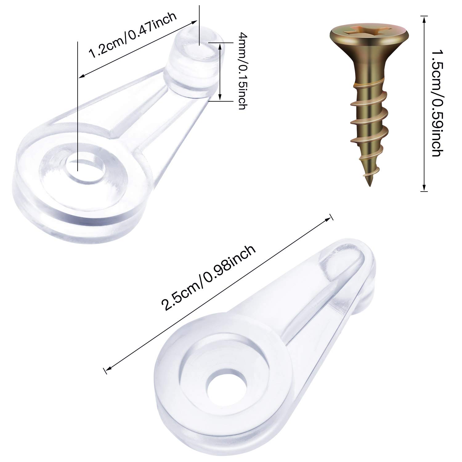Blulu 50 Pack 4mm Clear Glass Retainer Clips Kit with Screws - Cabinet Door Hardware for Frameless Glass Doors, Shower Enclosures & Display Cases (Transparent with Rainbow Finish) - DIY Home Improvement & Furniture Repair