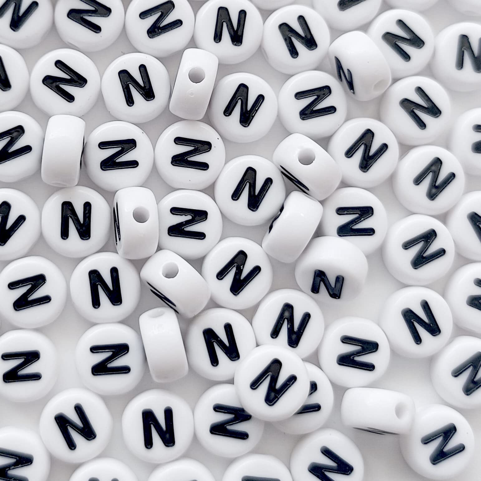 100PCS White Round Acrylic Alphabet Letter Beads (4x7mm) - DIY Jewelry Making Supplies for Bracelets, Necklaces, Keychains - Perfect for Personalized Gifts, Party Favors & Craft Projects