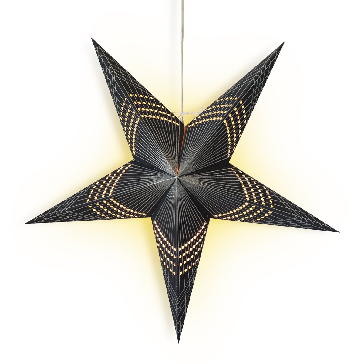 24 Pack Black Prism Glitter Paper Star Lanterns - Elegant Hanging Decor for Weddings, Parties, Baby Showers & Home Decor - Perfect for Indoor/Outdoor Events & Festival Lighting