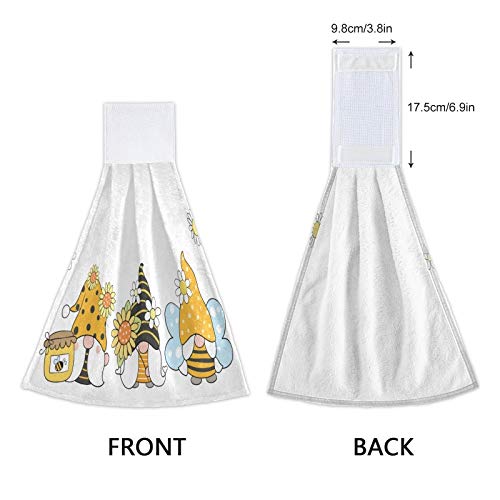 Spring Bee Gnomes Kitchen Hand Towels - 2PCS Soft Super Absorbent Hanging Towels with Loop (12x17 In) for Bathroom, Washroom, Guestroom & Hotel - Perfect for Summer Decor, Dish Drying & Hand Wiping