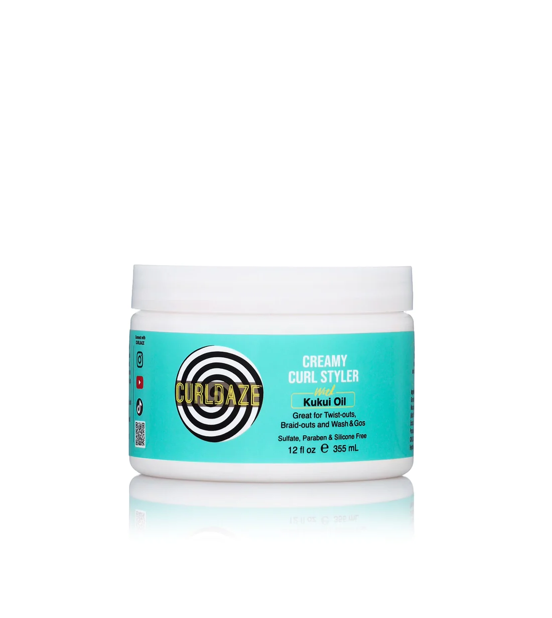 CurlDaze Creamy Curl Styler with Kukui Oil - Hydrating Curl Defining Cream for Natural Hair - Perfect for Daily Styling & Frizz Control