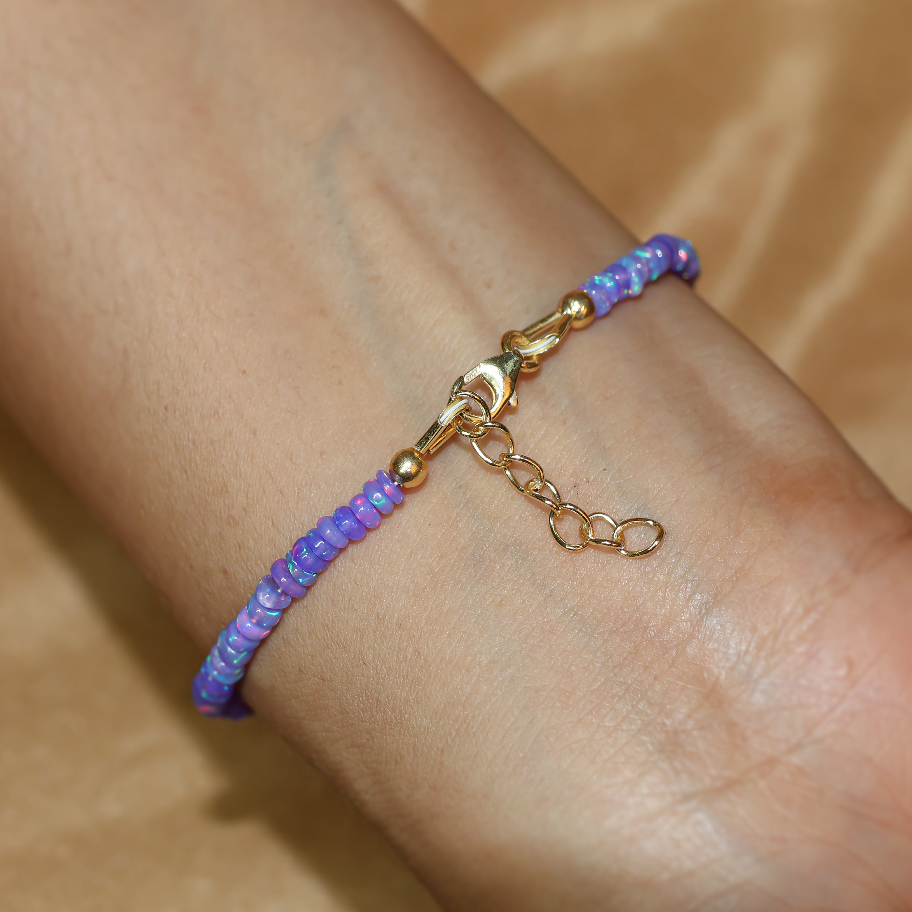 Natural Lavender Opal Tumbled Beaded Bracelet for Women - Delicate Handmade Jewelry Gift for Birthday, Anniversary & Everyday Wear