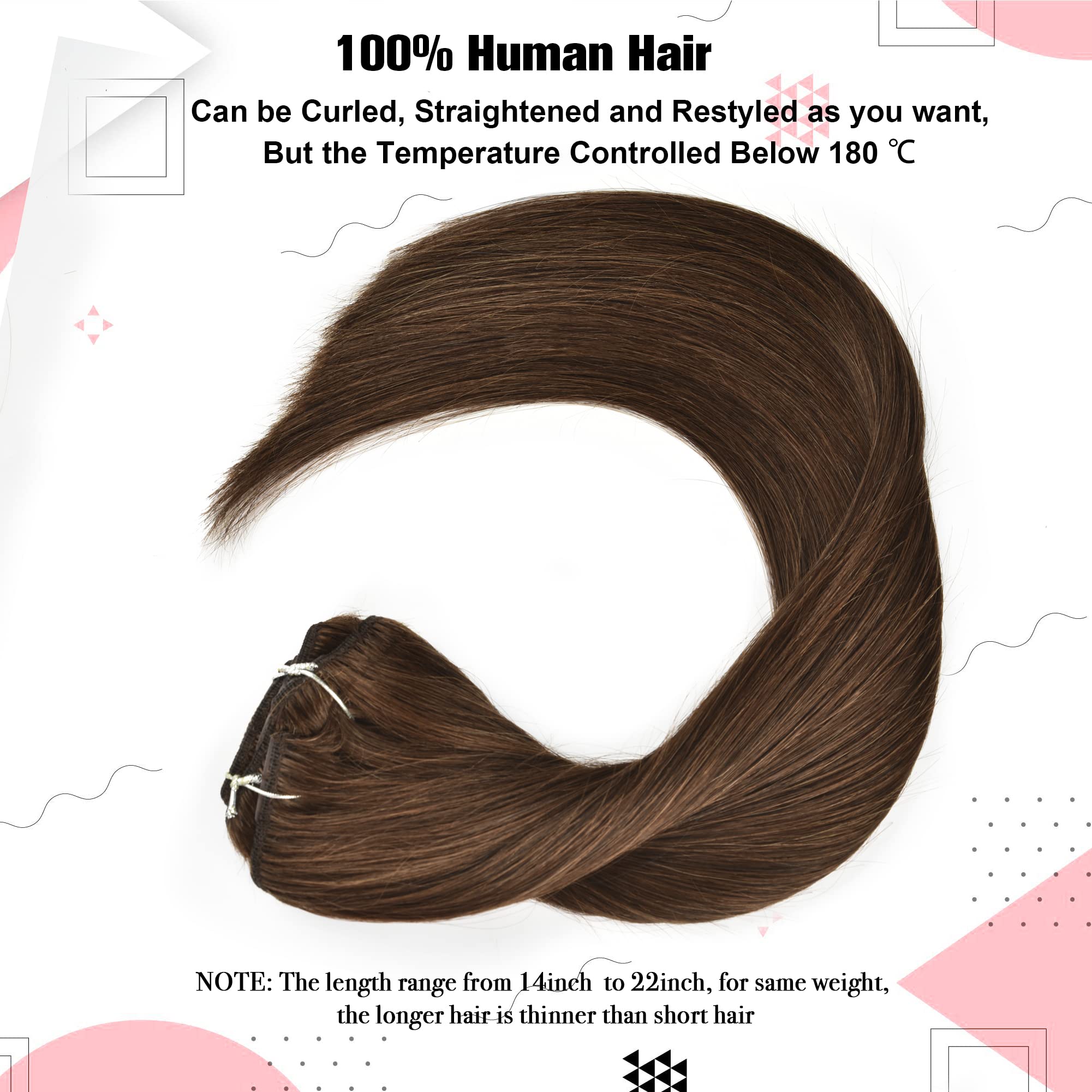 Remy Clip in Hair Extensions 18 Inch 120g 7Pcs - 100% Human Hair, Silky Straight, #4 Medium Brown - Perfect for Daily Styling, Parties & Special Occasions