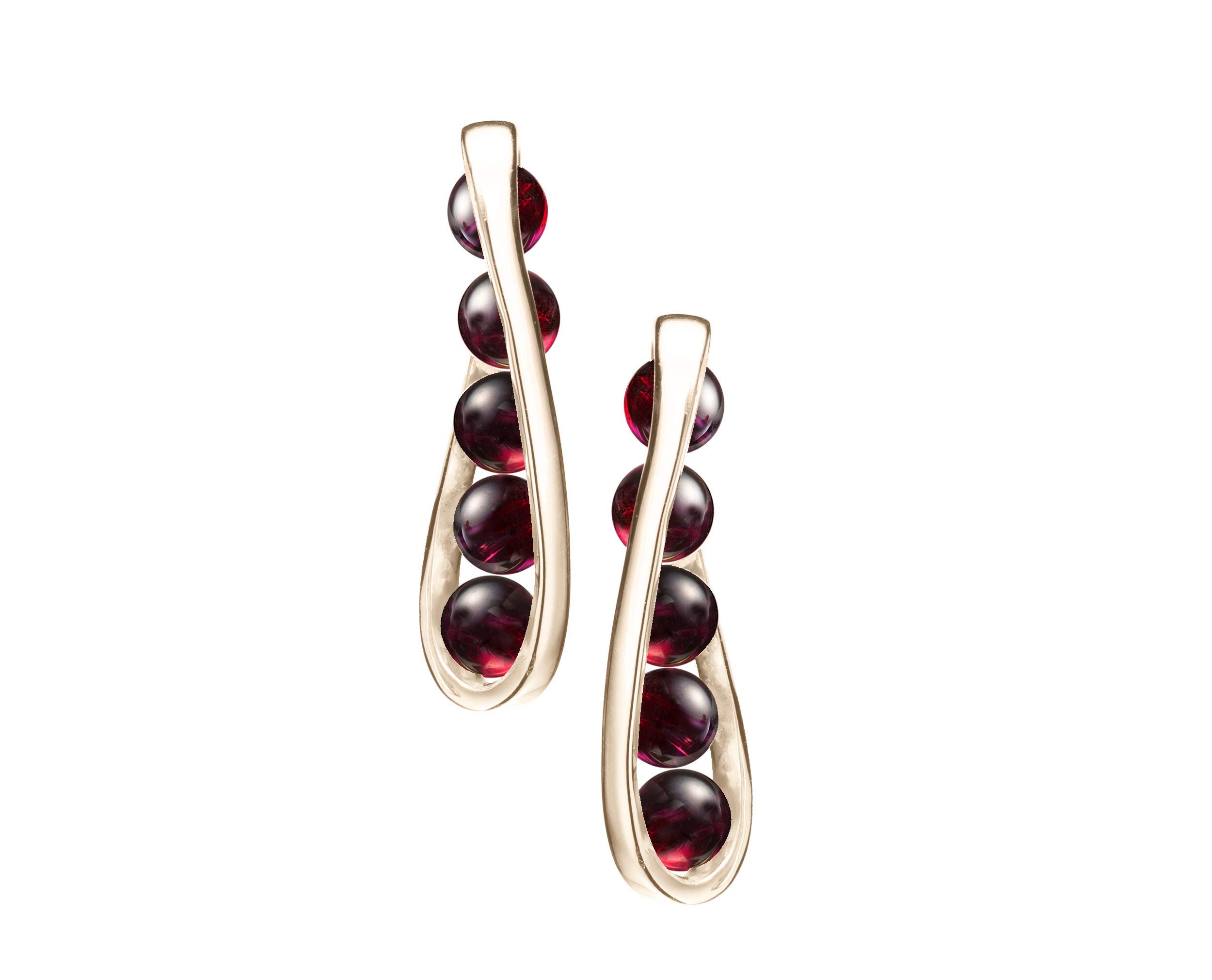 14K Yellow Gold Garnet Stud Earrings - January Birthstone Jewelry with Dark Red Burgundy Gemstone, Minimalist Dainty Crystal Quartz Earrings for Women, Perfect Gift for Birthday, Anniversary & Special Occasions