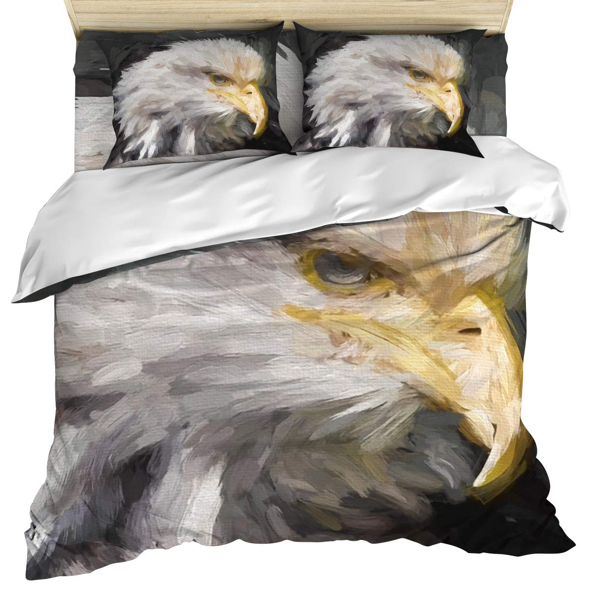 Luxury 4-Piece Twin Size Bedding Set - Bald Eagle Wildlife Design Duvet Cover, Comforter, Quilt & Pillow Shams for Kids, Teens & Adults | Perfect for Dorm Rooms, Bedrooms & Wildlife Themed Decor