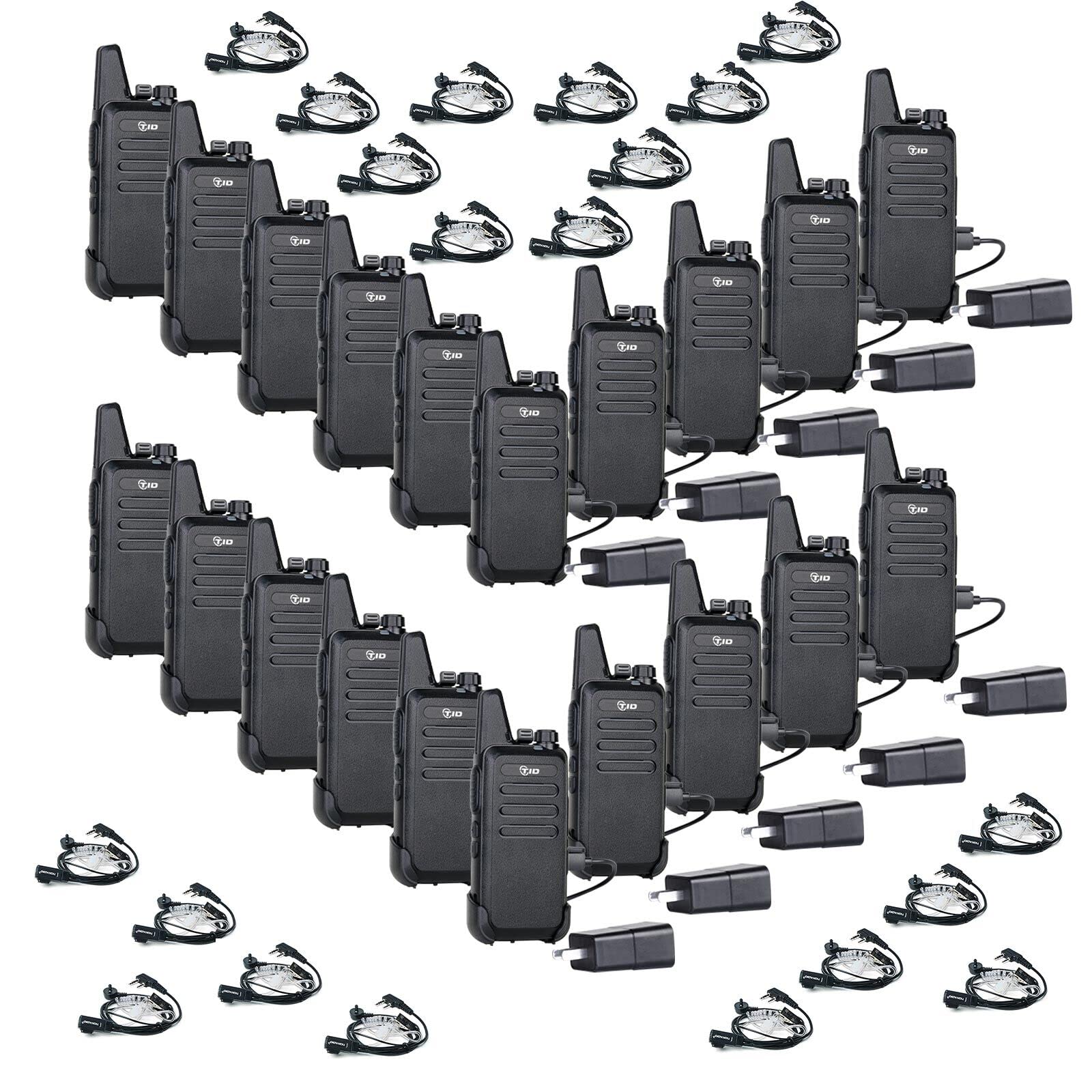TIDRADIO TD-M8s Long Range Walkie Talkies 20 Pack - Rechargeable Two Way Radios with Earpiece & Mic, License-Free Communication for Adults - Perfect for School, Church, Restaurant, Business, Office, Construction & Outdoor Activities