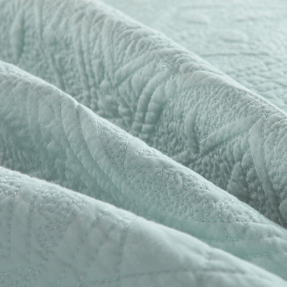 Luxury Calla Angel Sage Garden 100% Pure Cotton Quilt King Size - Light Aqua Blue for Bedroom Decor & Cozy Sleep