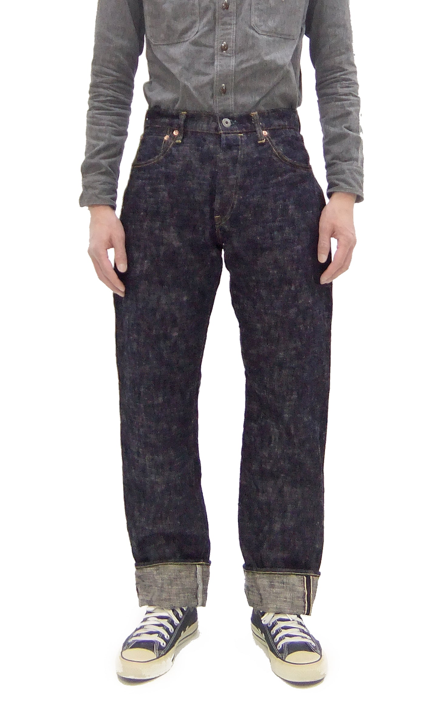 ONI 595 Kasuri Men's 17oz Relaxed Fit Straight Leg Jeans - Premium Indigo Denim Pants for Casual Wear & Street Style | Durable Japanese Selvedge Denim for Everyday Comfort