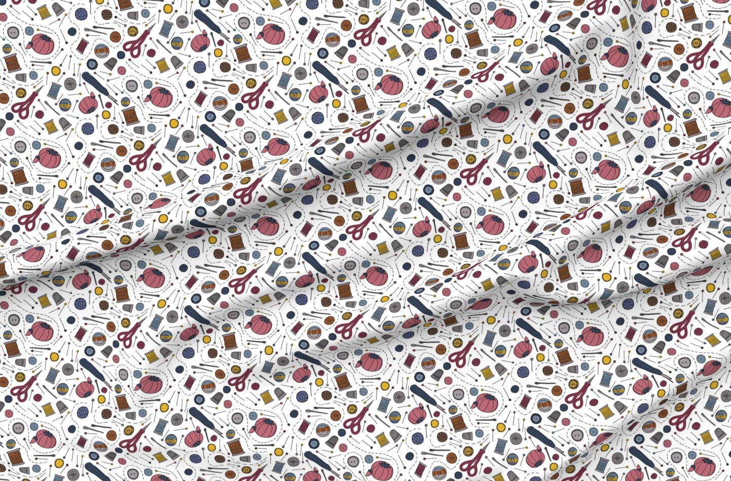 Spoonflower Fabric - Sewing Button Themed Printed Minky Fabric by The Yard - Soft Plush Material for Baby Blankets, Quilt Backing, DIY Sewing Projects & Home Decor