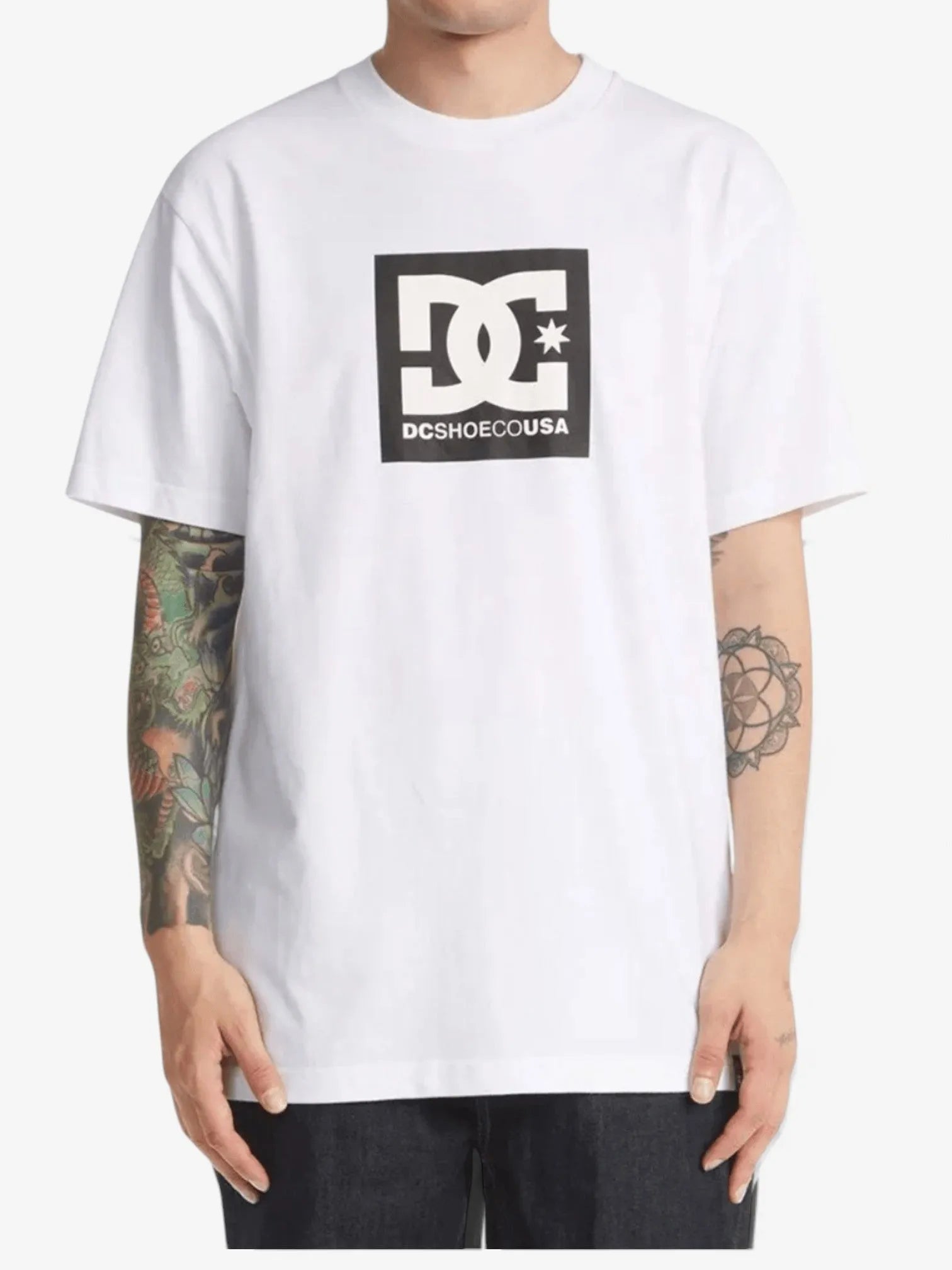 DC Square Star White T-Shirt - Men's Graphic Tee for Casual Wear, Street Style & Everyday Comfort