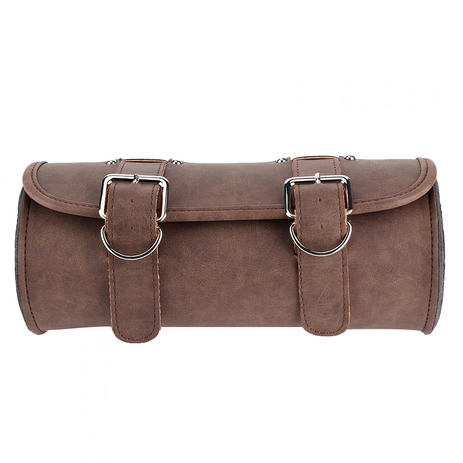 Vintage Brown PU Motorcycle Saddle Bag - Universal Front/Rear Storage for Tools & Luggage - Ride in Style