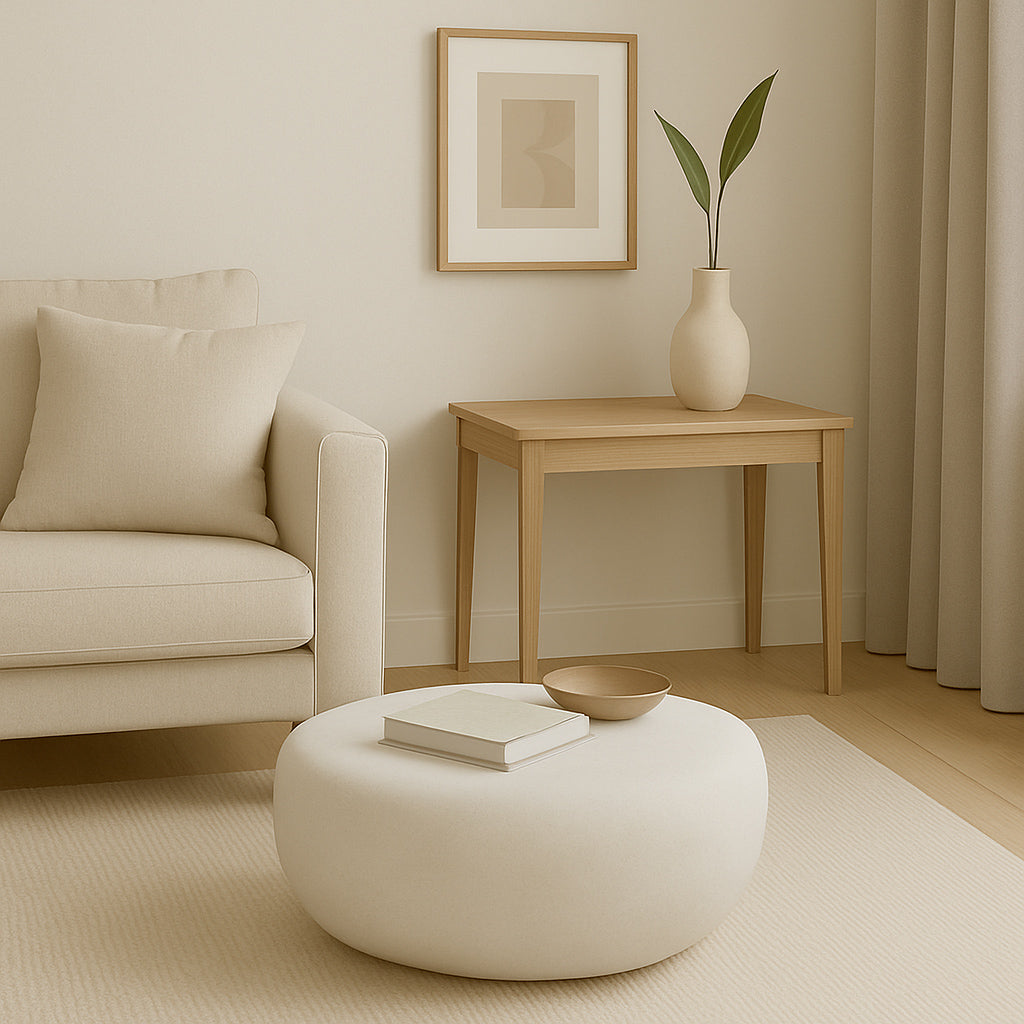 ROCCO 65cm White Concrete Pebble Coffee Table - Indoor & Outdoor Use for Patio, Garden, and Living Room Decor