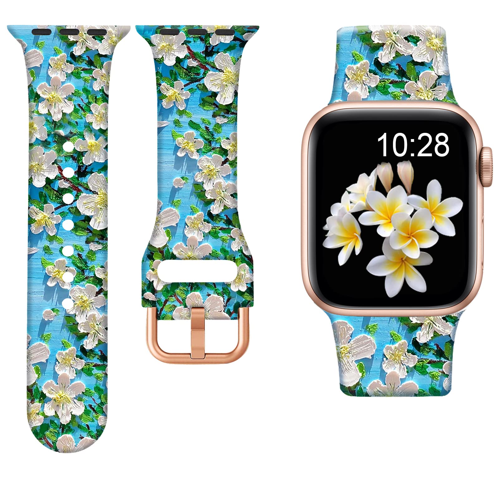 Sport Band Compatible with Apple Watch Series 8/7/6/5/4/3/2/1/SE - 38mm 40mm 41mm 42mm 44mm 45mm 49mm Replacement Strap for Women & Men - Cute Butterfly & Leopard Print Silicone Watch Band - Perfect for Workouts, Running & Everyday Wear