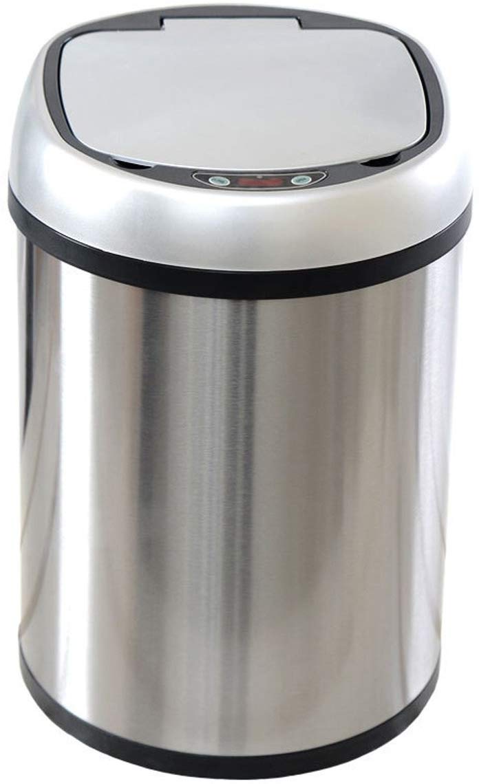 BYCDD 12L Smart Sensor Trash Can - Automatic Motion Sensor Stainless Steel Kitchen Garbage Bin with Silent Closing Lid for Home, Office, Living Room, Bathroom & Bedroom - Perfect for Modern Kitchens & Eco-Friendly Waste Disposal (Silver)