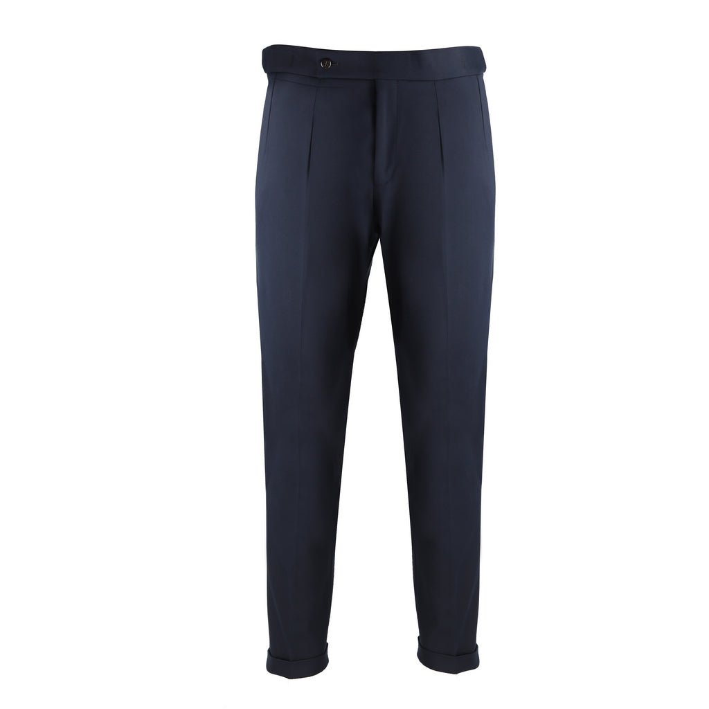 Corneliani Men's Stretch Pleated Dress Pants in Navy Blue - Perfect for Business Casual & Office Wear