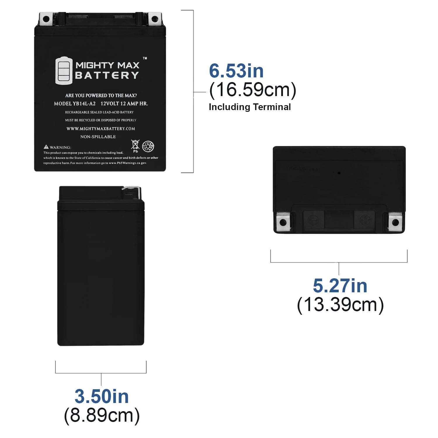Mighty Max YB14L-A2 12V 12Ah Sealed Lead Acid Replacement Battery for Ducati Sl Pantah 500 Motorcycle - Perfect for Powersports, ATVs, and Motorcycle Accessories
