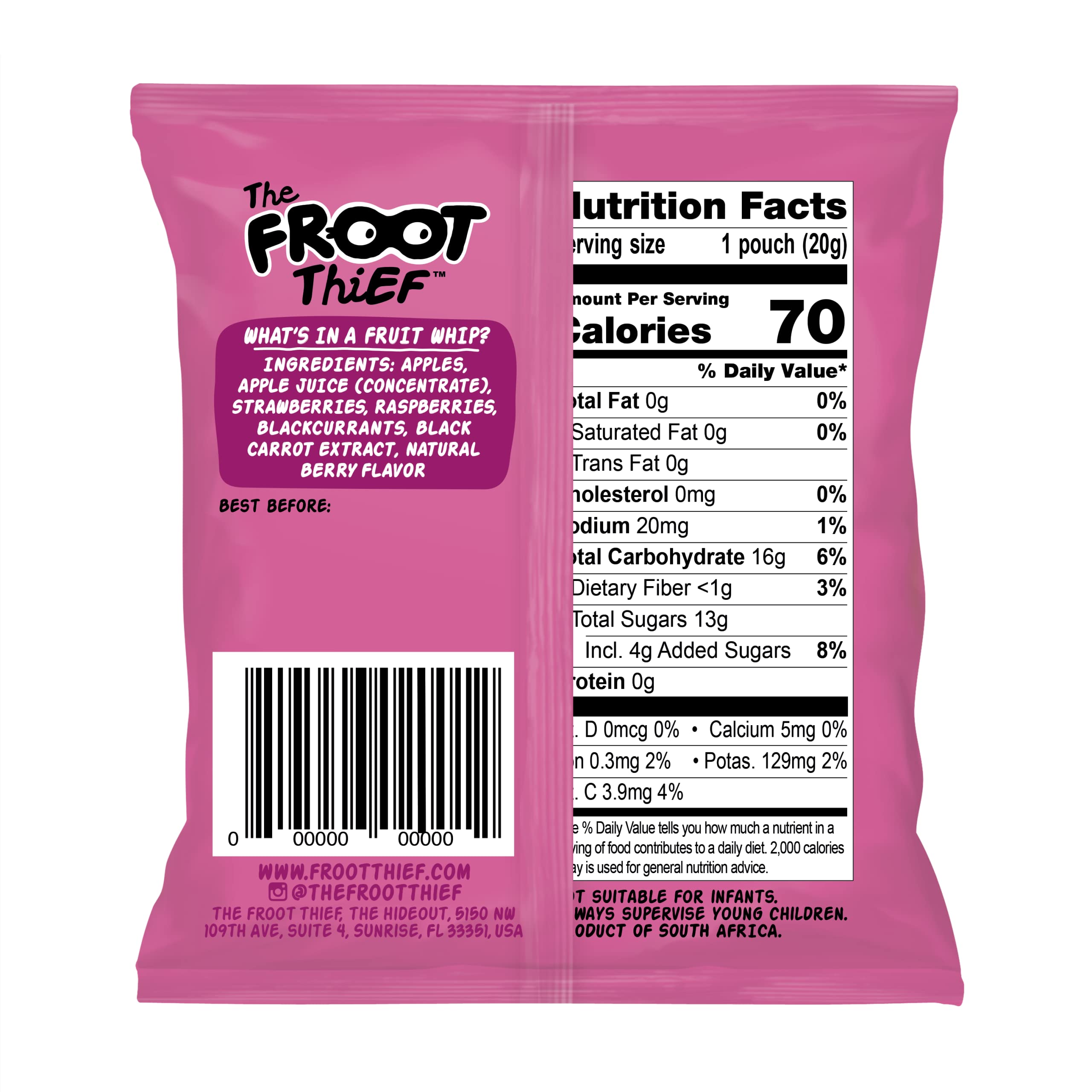 FROOT Thief Real Fruit Whips - 20 Count (1.06 Lbs) | Healthy Fruit Snacks for Kids & Adults | Perfect for Lunchboxes, Office Snacks & On-the-Go Energy