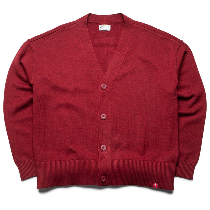 FILA Baseline Cardigan for Women - Soft & Comfortable Open Front Sweater - Syrah Red - Perfect for Casual Wear, Office & Layering