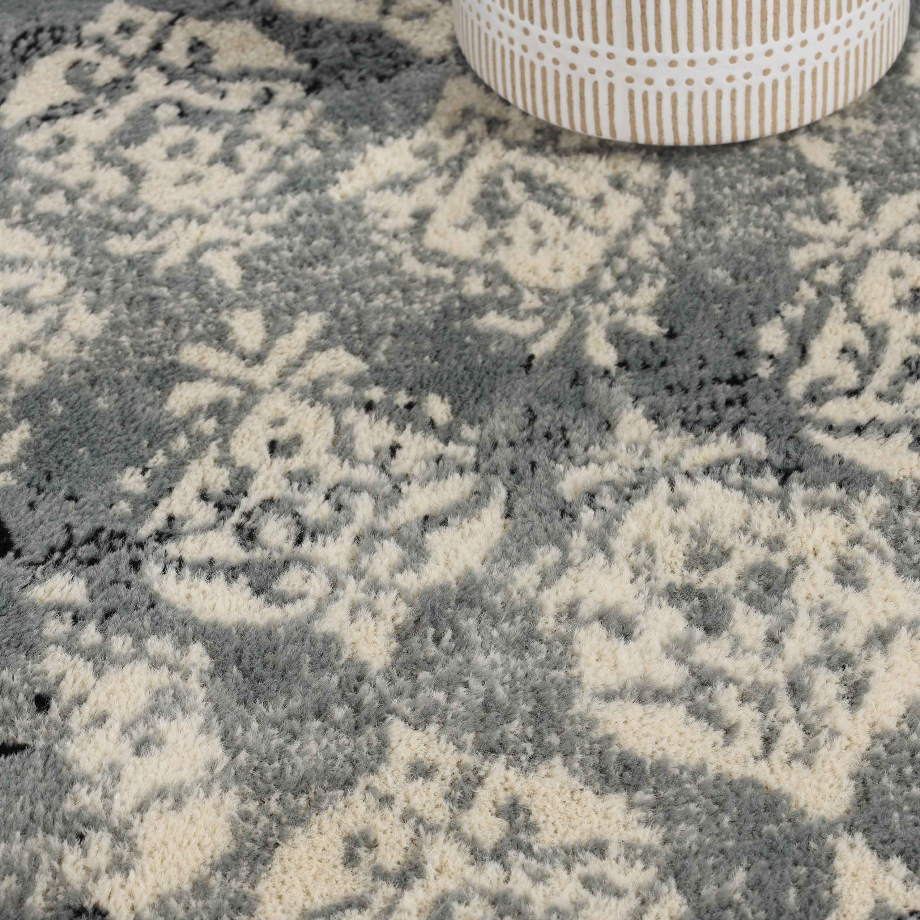 Stylish Modern Damask Indoor Area Rugs & Runners - Non-Slip Soft Living Room Carpet for Bedroom, Hallway, Dining Room Decor
