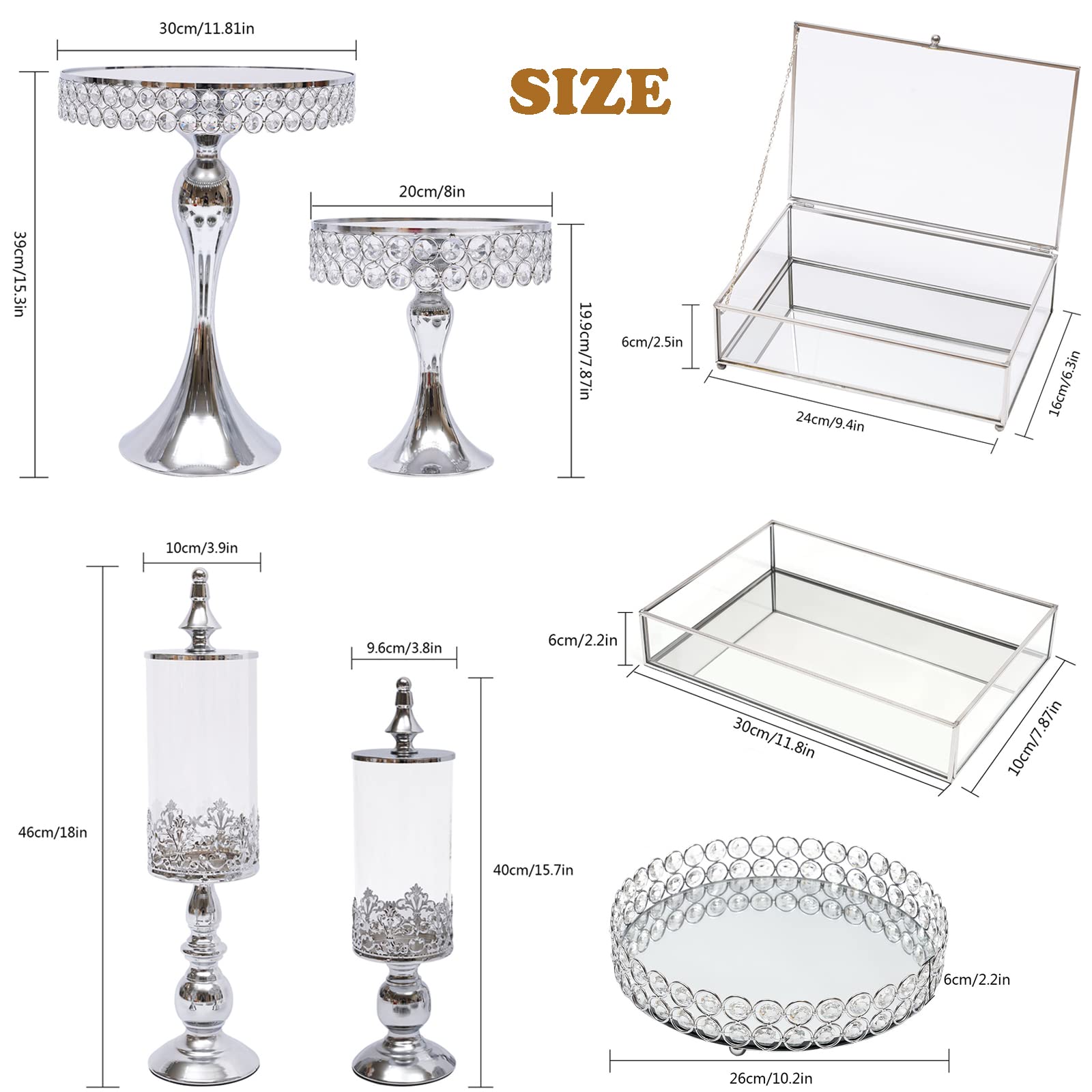 11-Piece Crystal Cupcake Stand Set - Silver Metal Dessert Display Holder for Birthday, Wedding & Party Decorations | Perfect for Displaying Cakes, Cupcakes, and Treats at Special Events