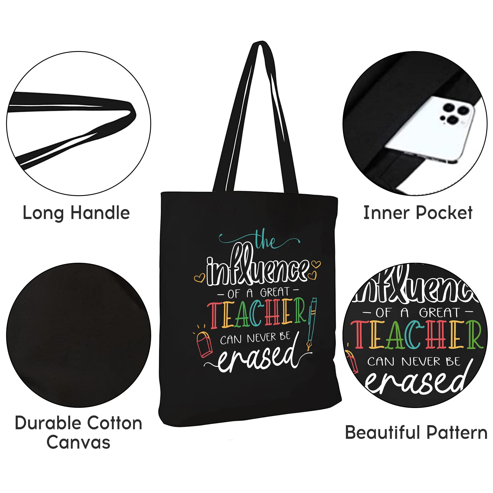 CARAKNOTS Teacher Tote Bag with Pocket - Perfect for Work, Gifts & Daily Use