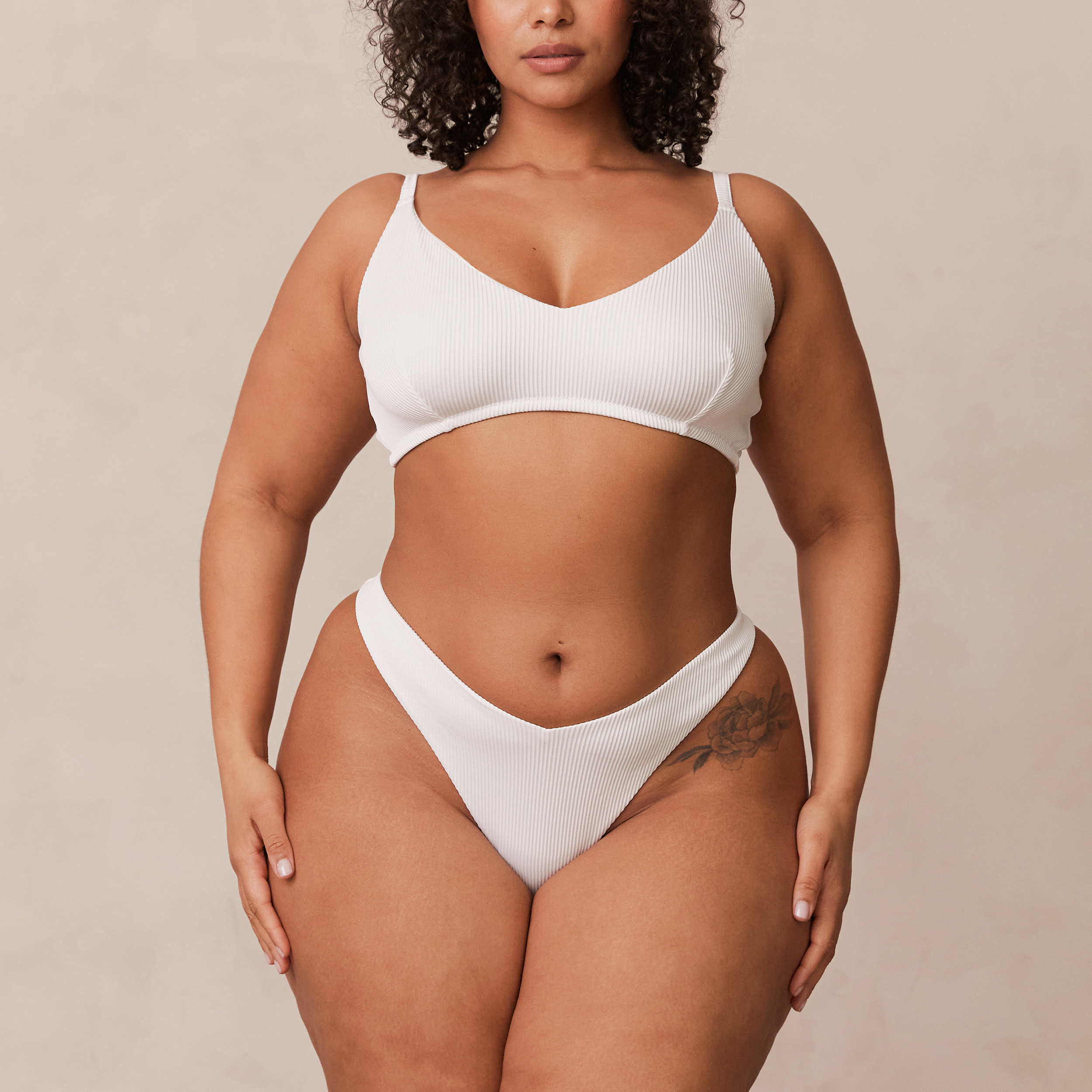 Ribbed Triangle Bra - Comfortable White Bralette for Women | Perfect for Yoga, Lounge & Everyday Wear