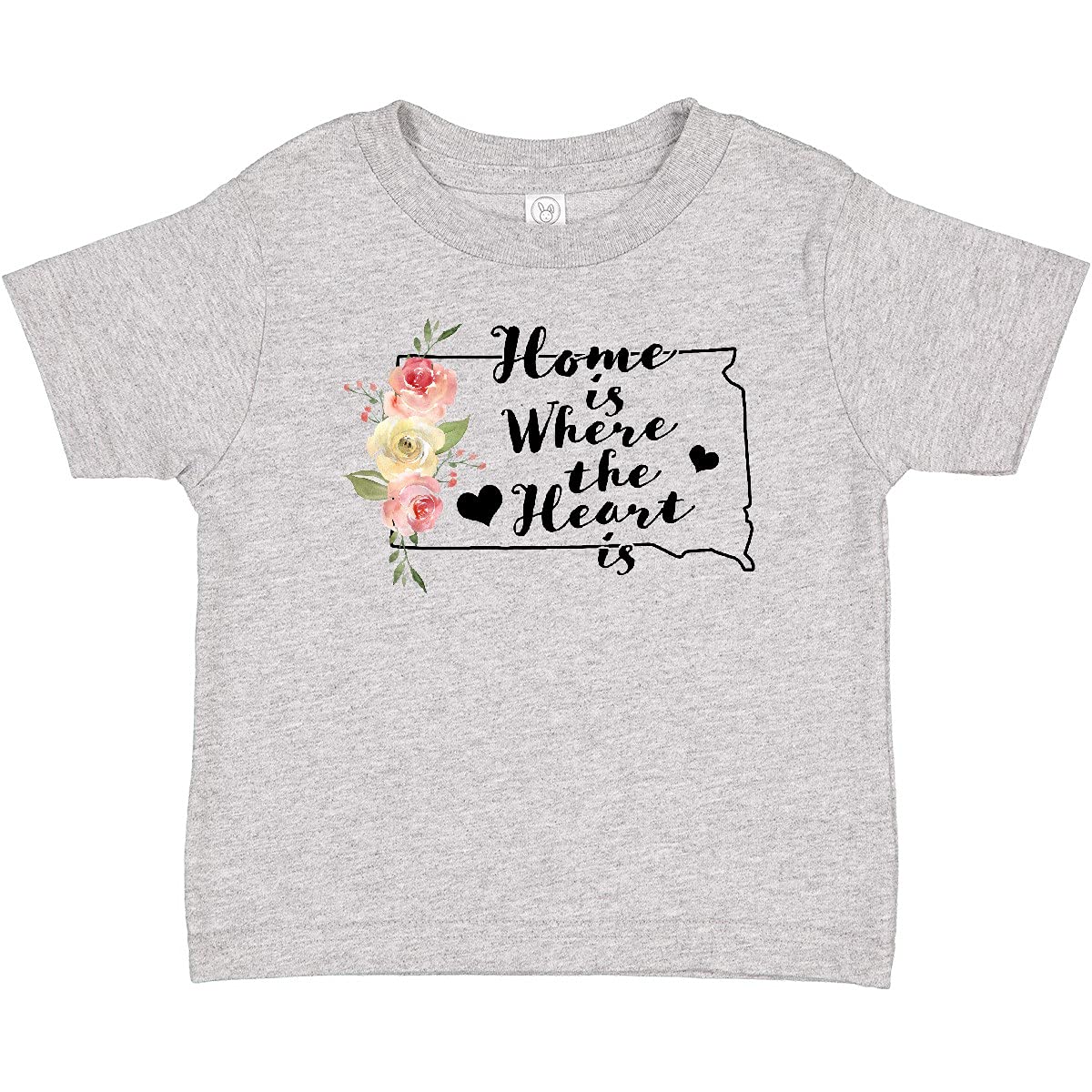 Inktastic South Dakota Home is Where The Heart is Watercolor Baby T-Shirt - Soft Cotton Cute Infant Tee for Boys & Girls, Perfect for Family Photos, Travel Souvenirs & Everyday Wear
