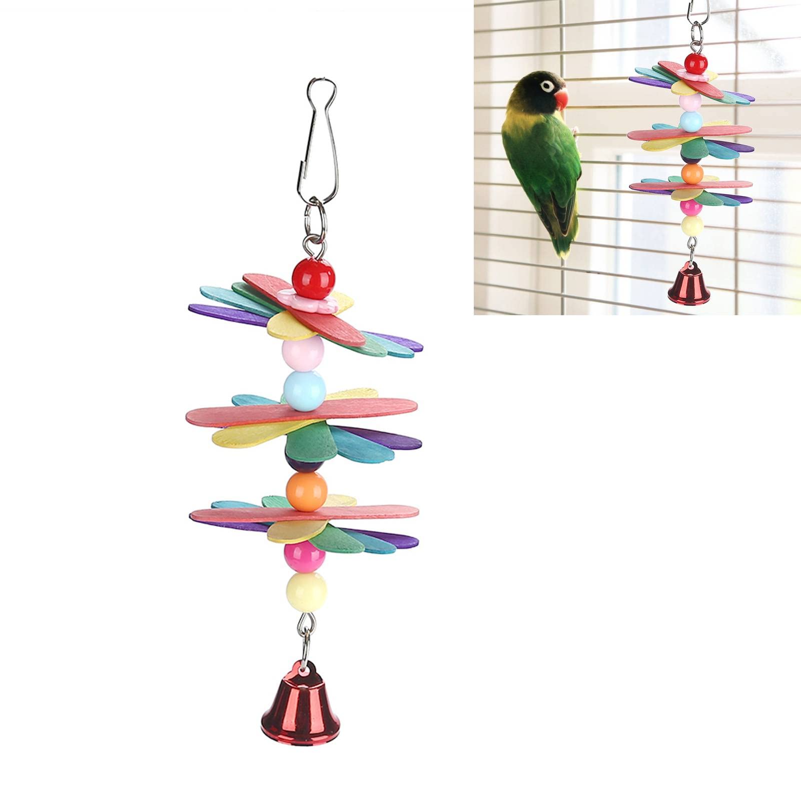 Colorful Hanging Bird Swing Chew Toy with Bells for Parrots, Parakeets, Cockatiels - Durable Pet Cage Accessories for Teeth Grinding & Play - Perfect for Bird Lovers & Cage Enrichment Activities