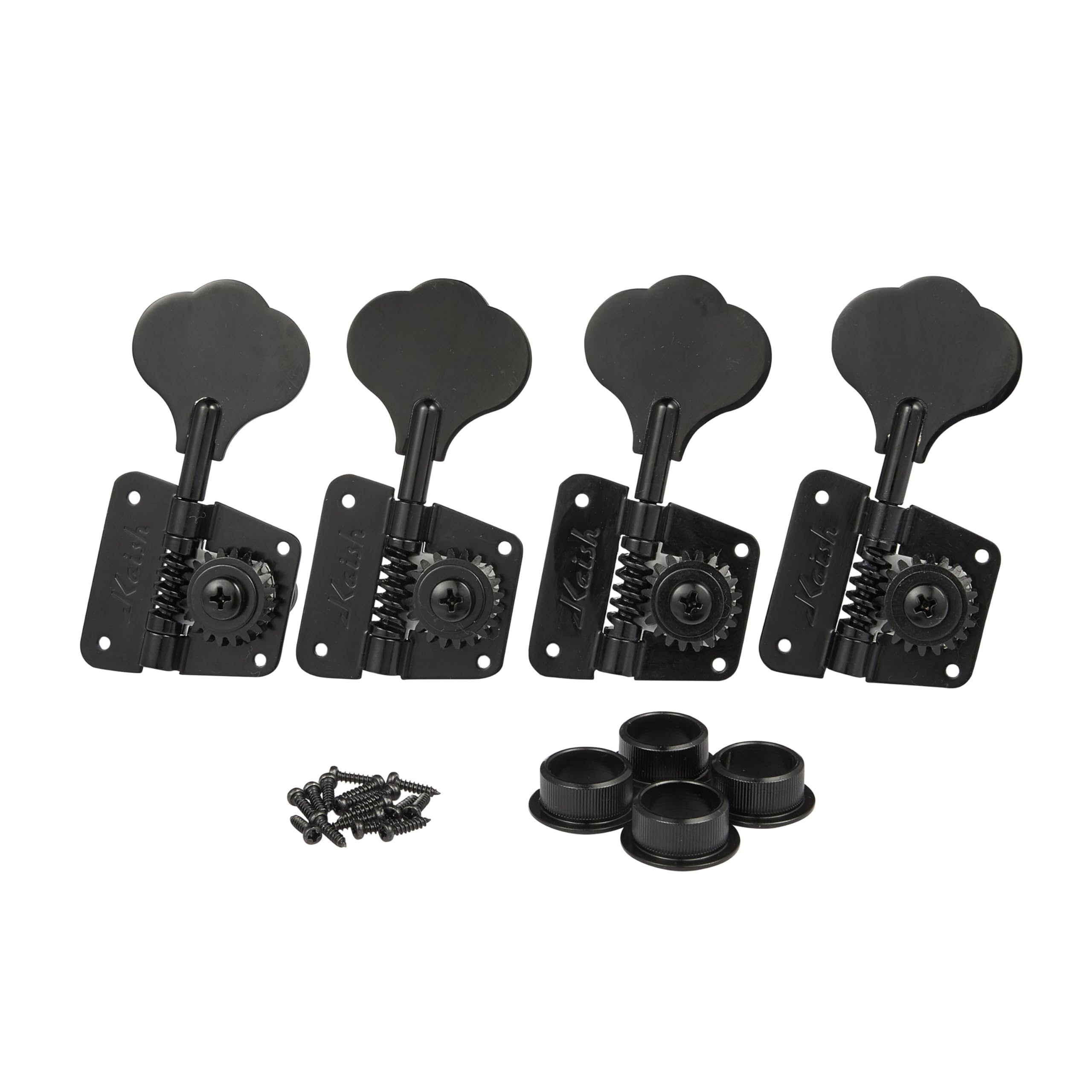Vintage 70's Style Black Cloverleaf Bass Tuners - Precision Tuning Machines for Jazz Bass & P Bass - Perfect for Jazz, Rock & Studio Recording