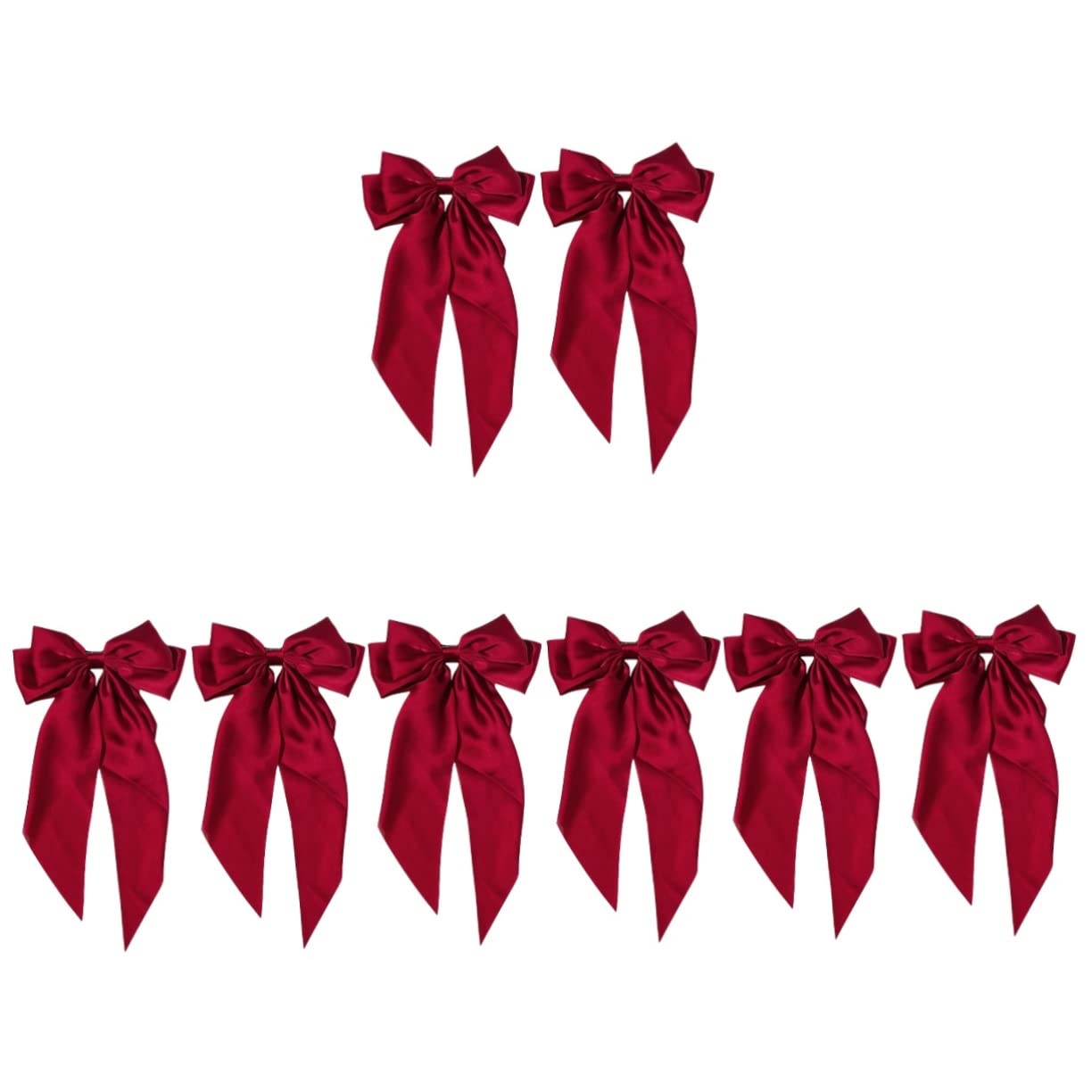 Lurrose 8 Pcs Black and Red Hair Bows for Women - French Barrette Bow Knot Hair Clips, Hair Accessories for Girls, Ponytail Clips - Perfect for Weddings, Parties, and Everyday Styling