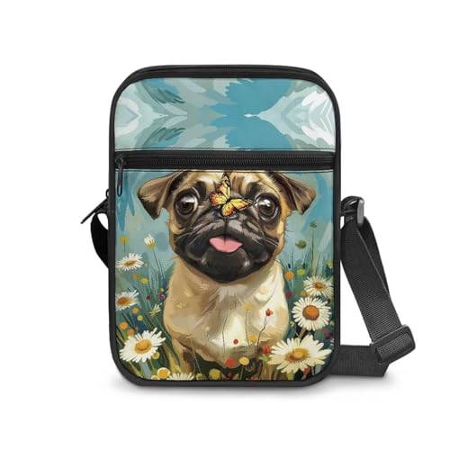 Pug Dog Butterfly Daisy