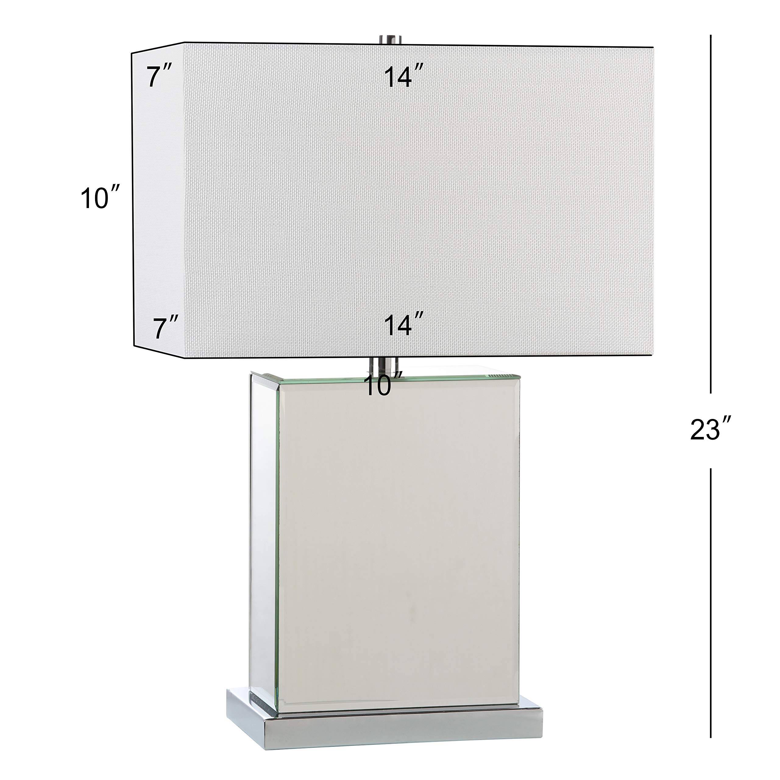 SAFAVIEH Dana 23-inch Chrome Rectangle Table Lamp Set of 2 with LED Bulbs - Modern Bedroom, Living Room, Home Office & Nightstand Lighting for Cozy Ambiance and Task Illumination