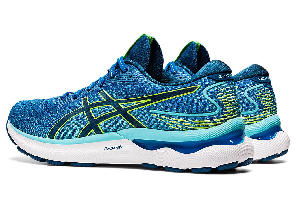 ASICS Men's GEL-NIMBUS 24 Wide Running Shoes - Lake Drive/Hazard Green - Premium Cushioning for Long-Distance Running & Jogging