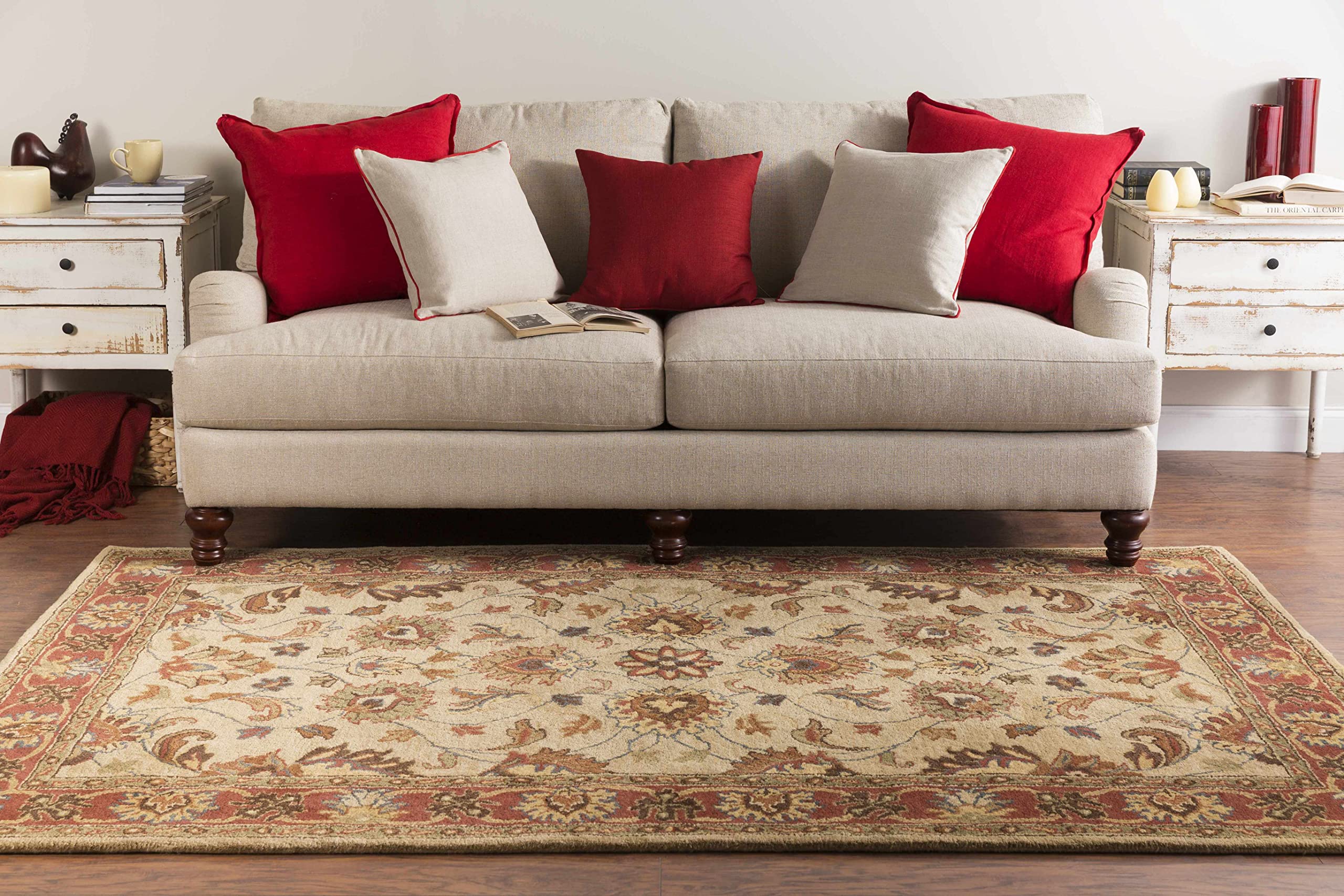 Hauteloom Dresher Wool Area Rug - Traditional Brown & Red 9' x 12' - Soft & Durable for Living Room, Bedroom, Office - Perfect for Home Decor & Cozy Spaces