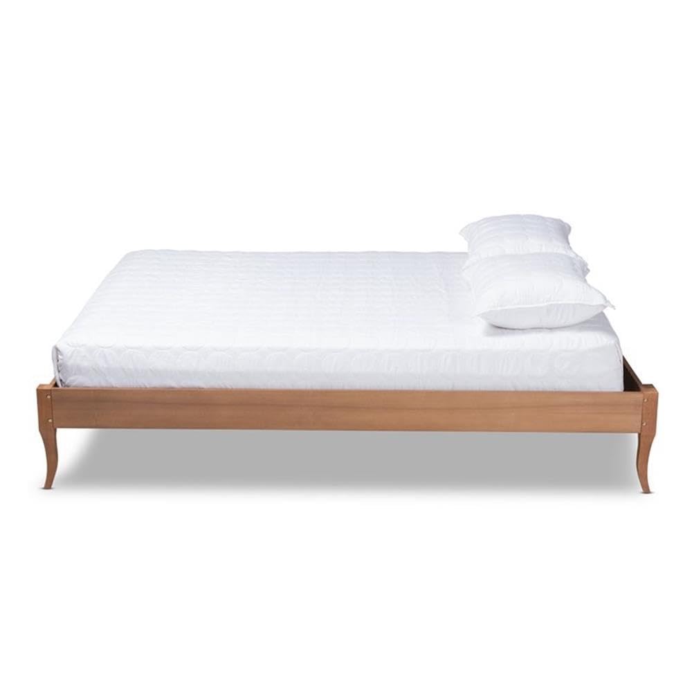 BOWERY HILL Queen Size Bed Frame - Solid Ash Brown Wood Platform Bed with Sturdy Slat Support | Perfect for Modern Bedrooms, Guest Rooms & Master Suites