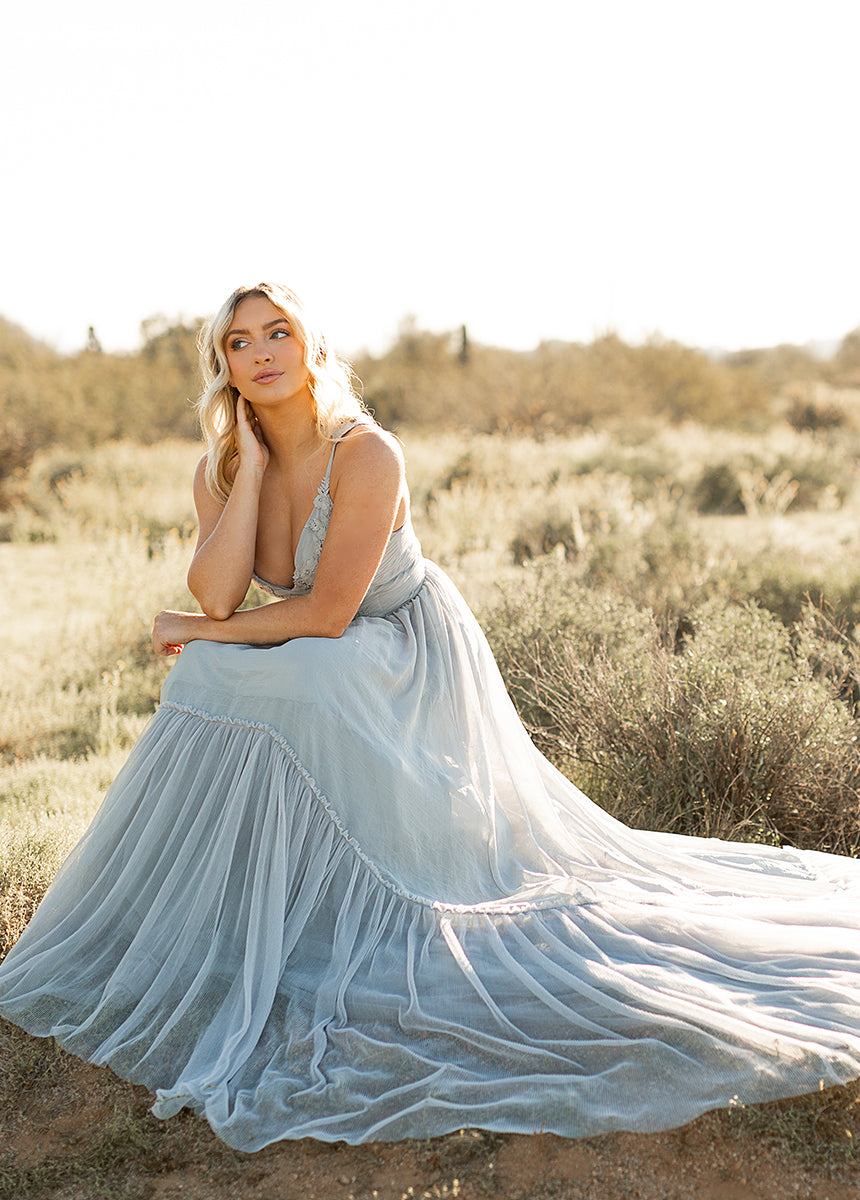 Mckenna Impact Dress in Blue Smoke - Elegant Women's Party & Evening Gown for Special Occasions | Perfect for Weddings, Cocktail Parties & Formal Events