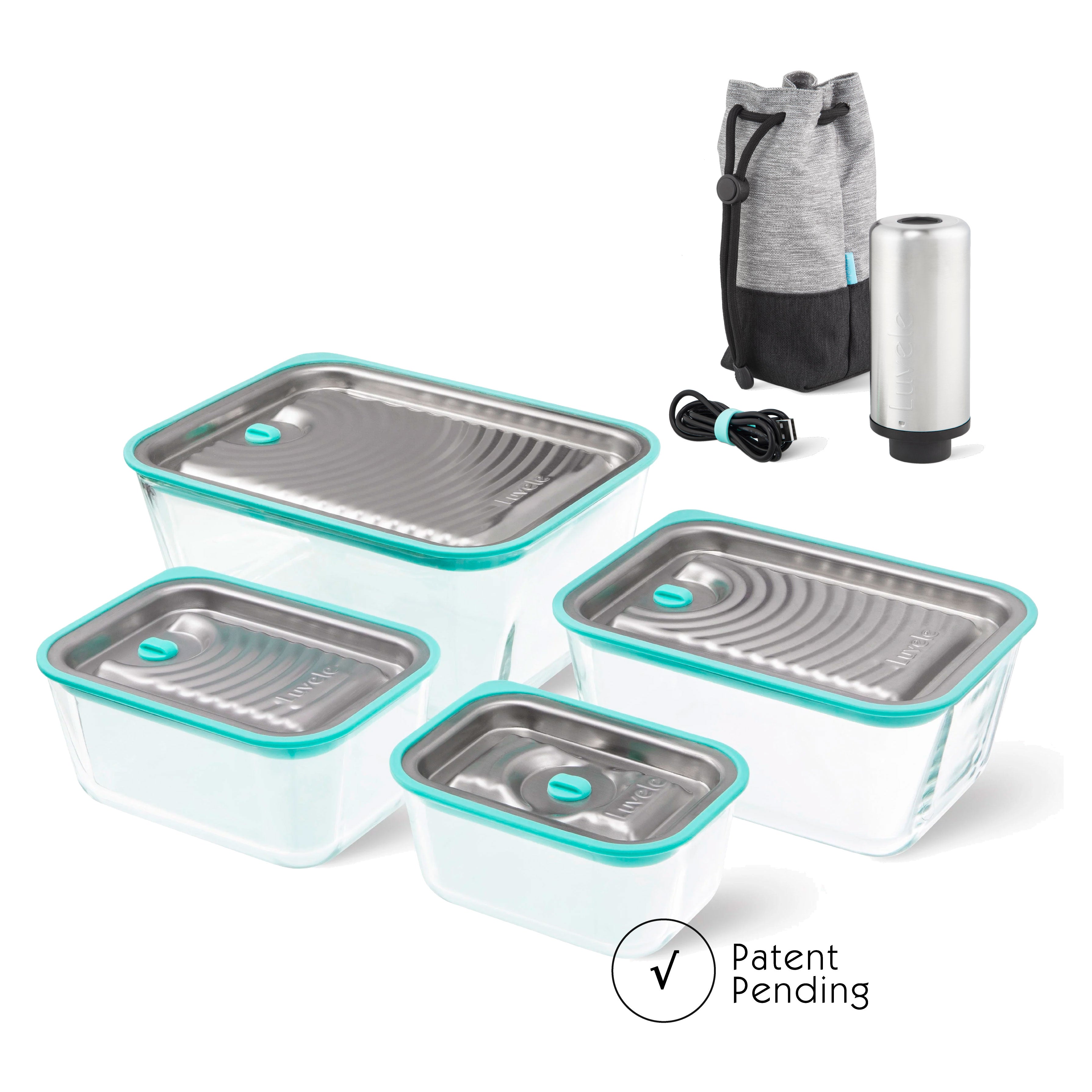 LUVELE Fresh Vacuum Sealer Container Set - 4-Piece Airtight Food Storage Canisters with Hand Pump | Ideal for Kitchen, Pantry & Meal Prep Organization