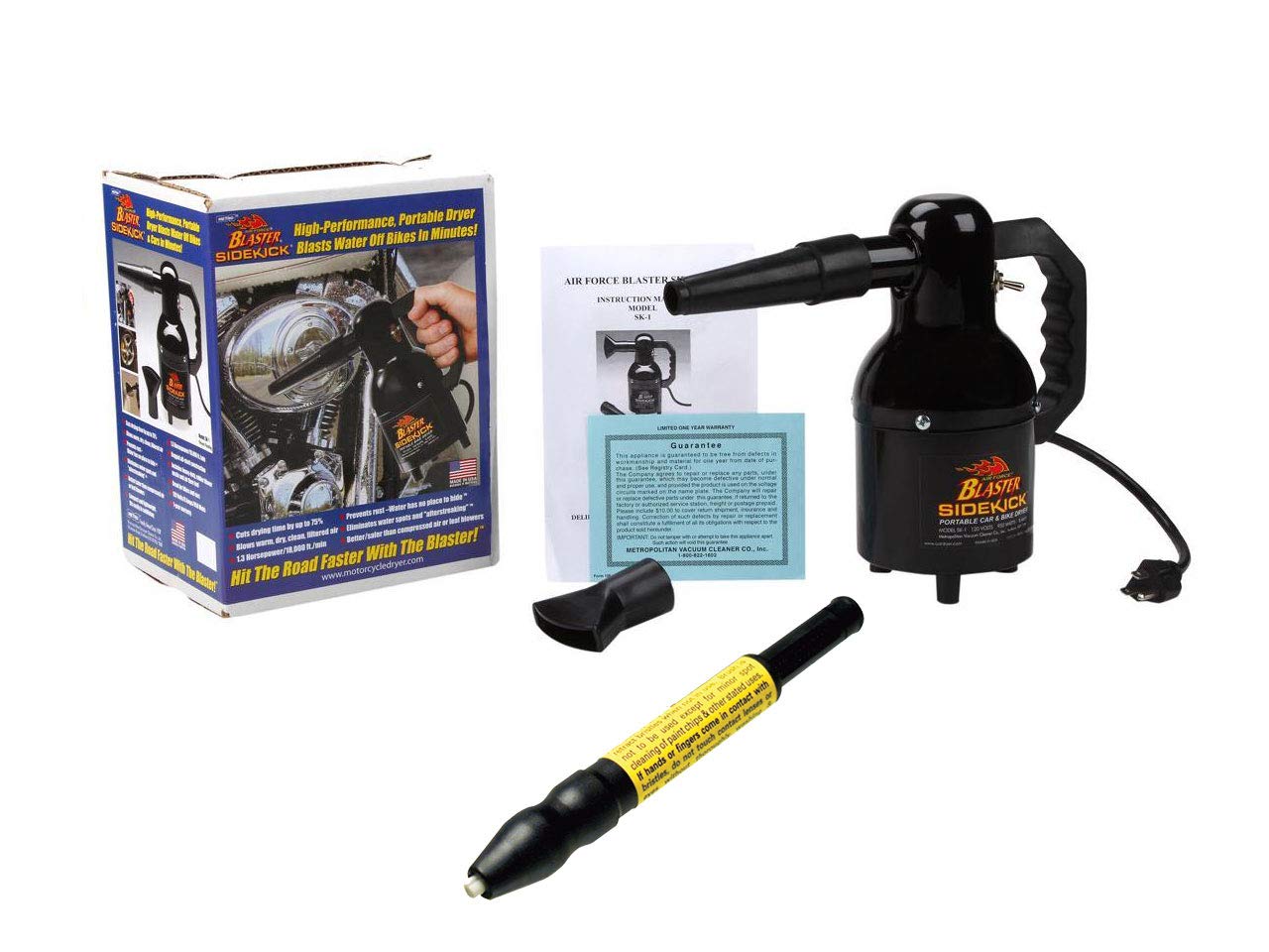 Metro Vac SK-1 Air Force Blaster Sidekick - Compact Portable Car Dryer for Cars, Trucks, SUVs & Motorcycles - Bonus KTI-70550 Adjustable Sanding Pen - Perfect for Vehicle Detailing, Garage Cleaning & DIY Projects